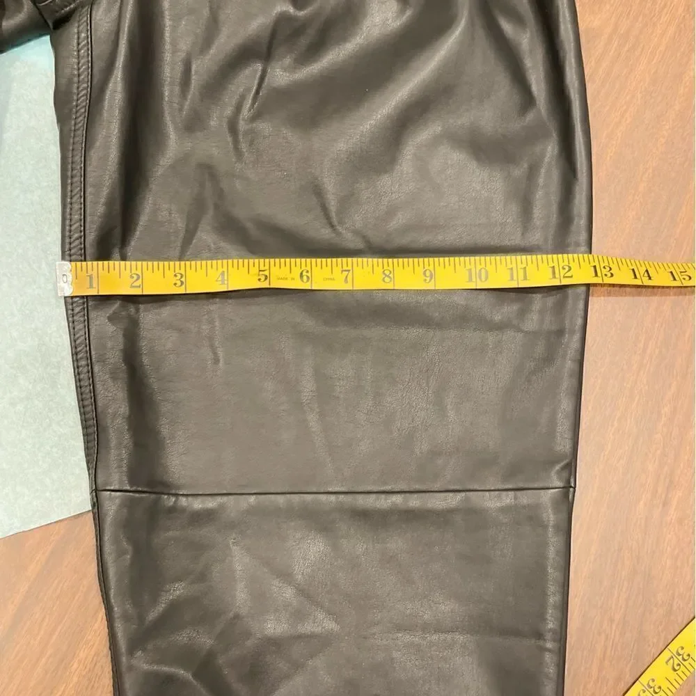 NEW Free People Faux Leather Black Buttons Fly Wide Leg Pants.Size S